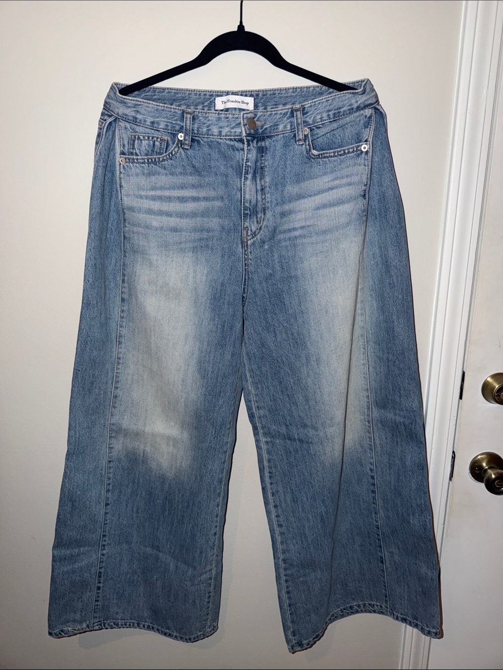 The Frankie Shop Womenβs Light Blue Wide Leg Jeans